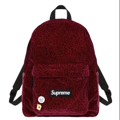 Pre-owned Supreme Velvet Backpack Red Leopard Bag Fw25 New Pre