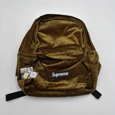 Pre-owned Supreme Velvet Backpack Tan Leopard Fw25 In Hand In Sand