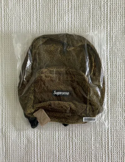 Pre-owned Supreme Velvet Backpack (tan Leopard) In Sand