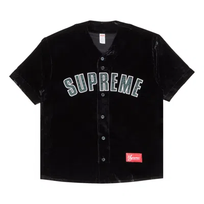Pre-owned Supreme Velvet Baseball Jersey 'black' | Men's Size L