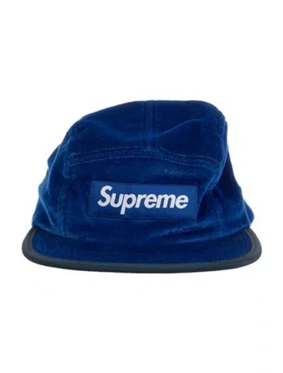 Pre-owned Supreme Velvet Camp Cap In Blue