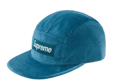 Pre-owned Supreme Velvet Camp Cap In Cyan