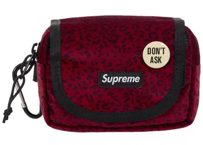 Pre-owned Supreme Velvet Mini Pouch In Red Leopard