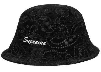 Pre-owned Supreme Velvet Paisley Boonie In Black