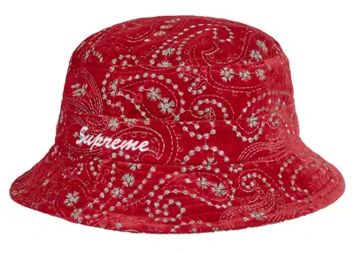 Pre-owned Supreme Velvet Paisley Boonie In Red