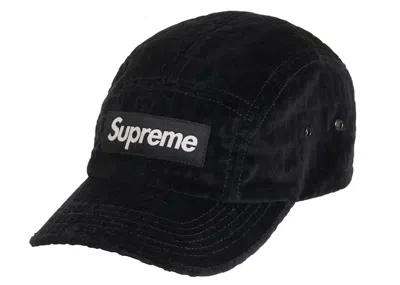 Pre-owned Supreme Velvet Pattern Camp Cap In Black