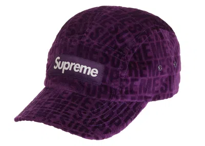 Pre-owned Supreme Velvet Pattern Camp Cap In Purple