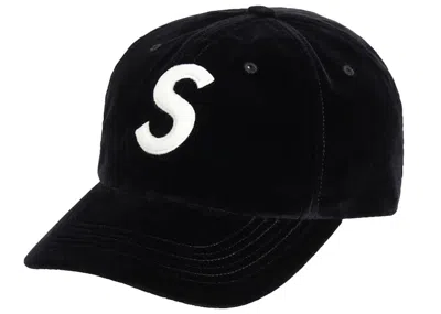 Pre-owned Supreme Velvet S Logo 6panel In Black