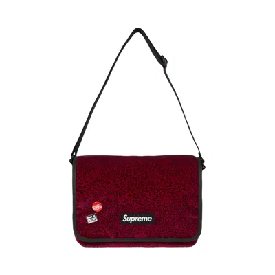 Pre-owned Supreme Velvet Small Messenger Bag 'red Leopard' | Men's Size Onesize