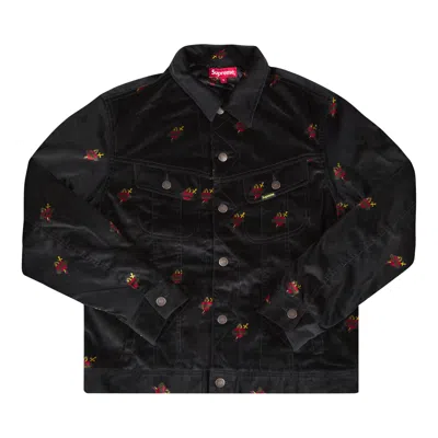 Pre-owned Supreme Velvet Trucker Jacket 'black' | Men's Size M
