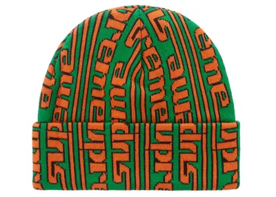 Pre-owned Supreme Vertical Logo Beanie (fw23) In Green