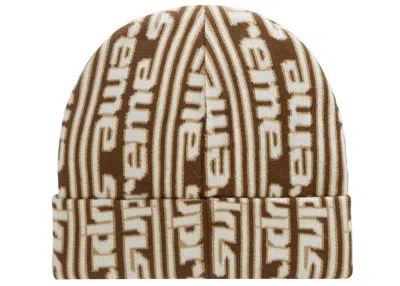 Pre-owned Supreme Vertical Logo Beanie (fw23) In Tan