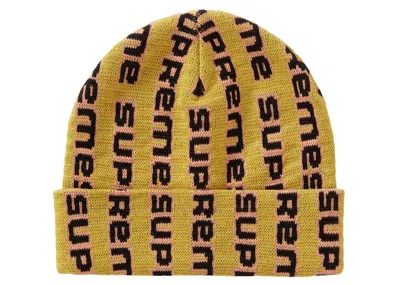 Pre-owned Supreme Vertical Logo Beanie In Acid Yellow