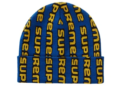 Pre-owned Supreme Vertical Logo Beanie In Blue