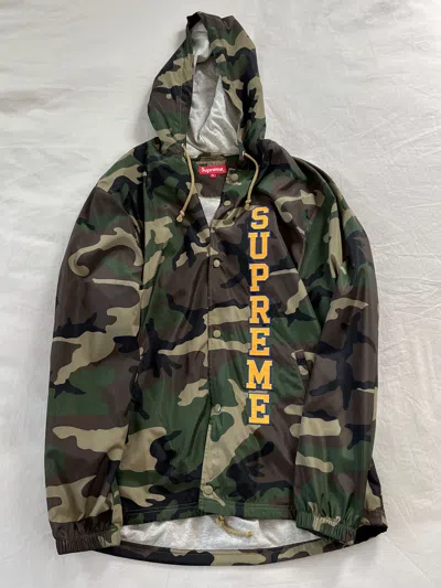 Pre-owned Supreme Vertical Logo Hooded Coaches Jacket In Woodland