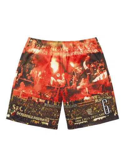Supreme Vinci Por Noi Soccer-print Shorts In Brown