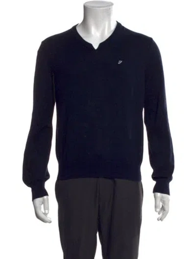Pre-owned Supreme V-neck Long Sleeve Polo Sweater In Blue