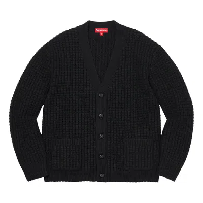 Pre-owned Supreme Waffle Knit Cardigan 'black'