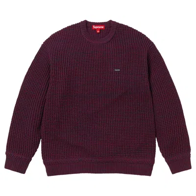 Pre-owned Supreme Waffle Small Box Sweater 'burgundy Mélange' In Red