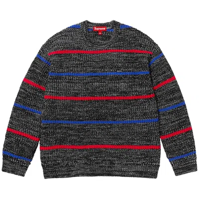 Pre-owned Supreme Waffle Small Box Sweater 'stripe Mélange' In Multi-color