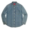 Supreme Warp Jacquard Logos Denim Shirt 'teal White' In Blue