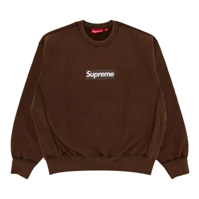Pre-owned Supreme Washed Box Logo Crewneck 'brown' | Men's Size S