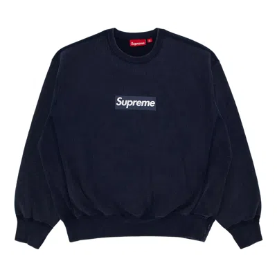 Pre-owned Supreme Washed Box Logo Crewneck 'navy' | Blue | Men's Size S