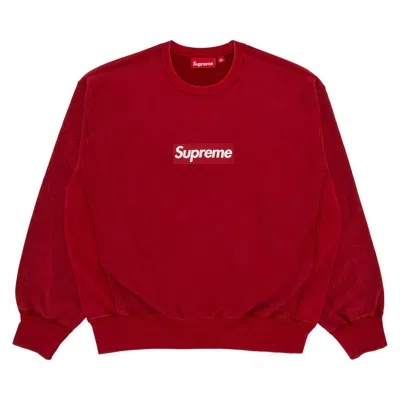 Pre-owned Supreme Washed Box Logo Crewneck 'red' | Men's Size Xl
