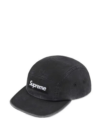 Supreme Washed Chino Twill Camp Cap In Black