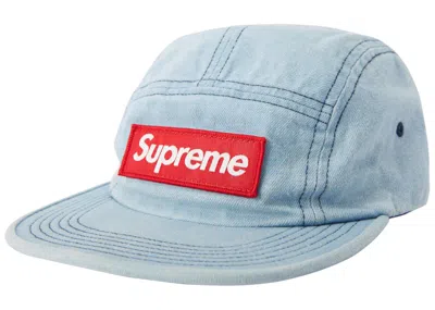 Pre-owned Supreme Washed Chino Twill Camp Cap (fw18) In Denim