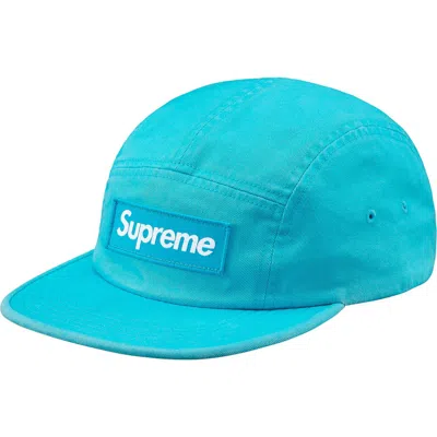 Pre-owned Supreme Washed Chino Twill Camp Cap (fw18) In Neon Blue