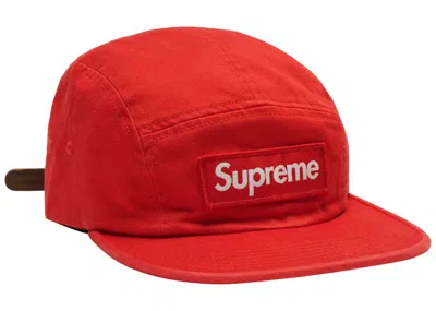 Pre-owned Supreme Washed Chino Twill Camp Cap (fw18) In Red