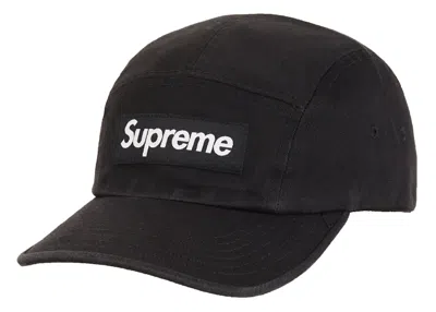 Pre-owned Supreme Washed Chino Twill Camp Cap (fw20) In Black