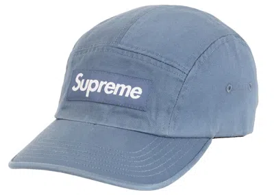 Pre-owned Supreme Washed Chino Twill Camp Cap (fw20) In Slate