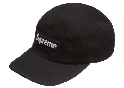 Pre-owned Supreme Washed Chino Twill Camp Cap (fw21) In Black