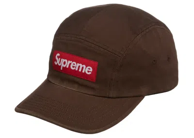 Pre-owned Supreme Washed Chino Twill Camp Cap (fw21) In Brown