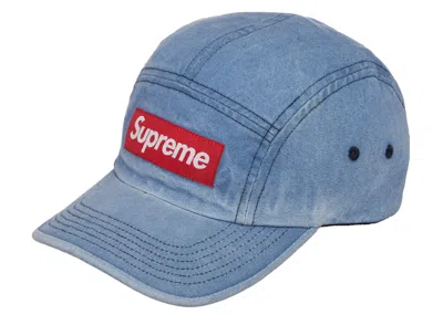 Pre-owned Supreme Washed Chino Twill Camp Cap (fw21) In Denim