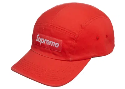 Pre-owned Supreme Washed Chino Twill Camp Cap (fw21) In Neon Red