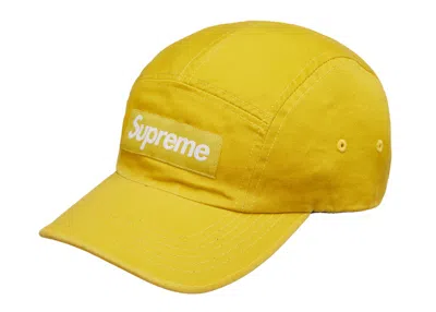 Pre-owned Supreme Washed Chino Twill Camp Cap (fw21) In Sulfur