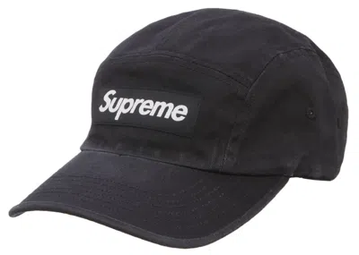 Pre-owned Supreme Washed Chino Twill Camp Cap (fw22) In Black