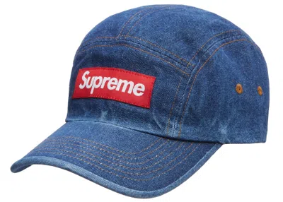 Pre-owned Supreme Washed Chino Twill Camp Cap (fw22) In Denim