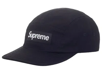 Pre-owned Supreme Washed Chino Twill Camp Cap (fw23) In Black