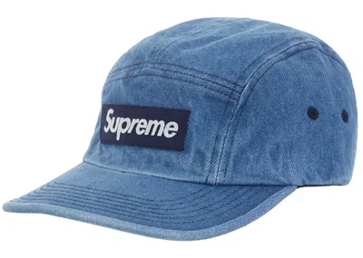 Pre-owned Supreme Washed Chino Twill Camp Cap (fw23) In Denim