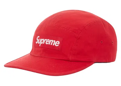 Pre-owned Supreme Washed Chino Twill Camp Cap (fw23) In Red