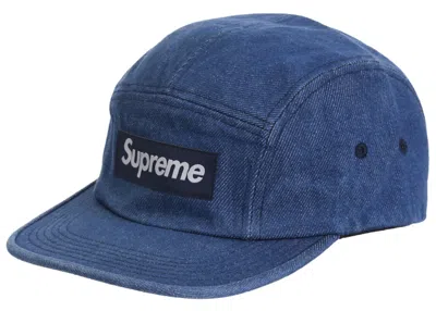 Pre-owned Supreme Washed Chino Twill Camp Cap (fw24) In Denim