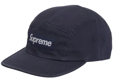 Pre-owned Supreme Washed Chino Twill Camp Cap (fw24) In Navy Blue