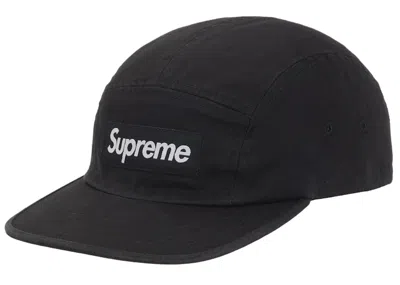 Pre-owned Supreme Washed Chino Twill Camp Cap (fw25) In Black