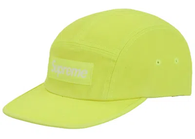 Pre-owned Supreme Washed Chino Twill Camp Cap (fw25) In Fluorescent Green