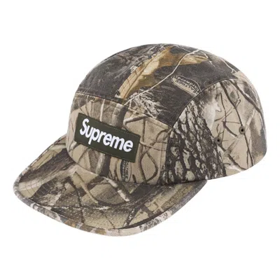 Supreme Washed Chino Twill Camp Cap 'realtree Hardwoods Camo' In Brown