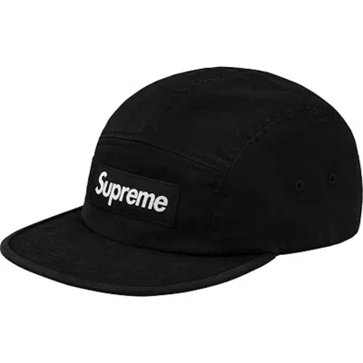 Pre-owned Supreme Washed Chino Twill Camp Cap (ss18) In Black